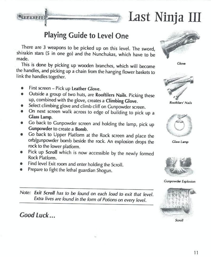 Last Ninja 3 manual page 11