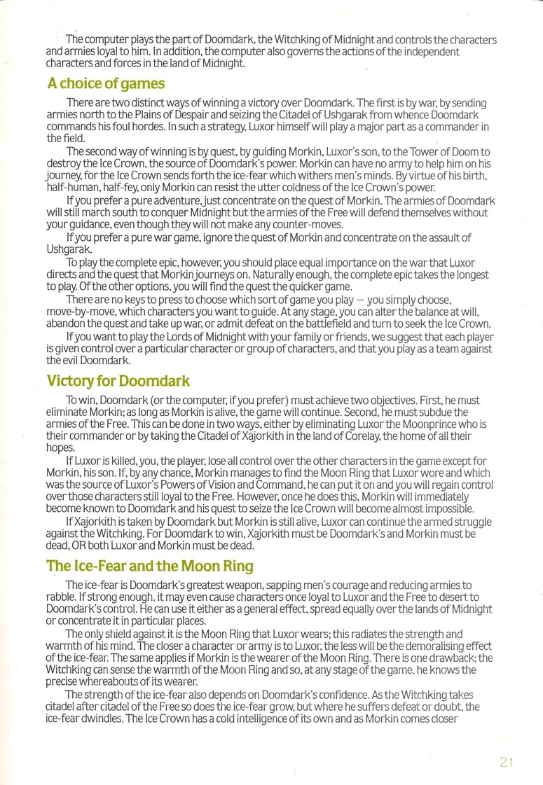 The Lords of Midnight Manual Page 21 