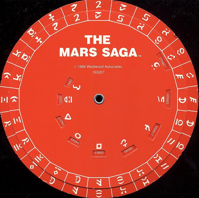 Mars Saga code wheel