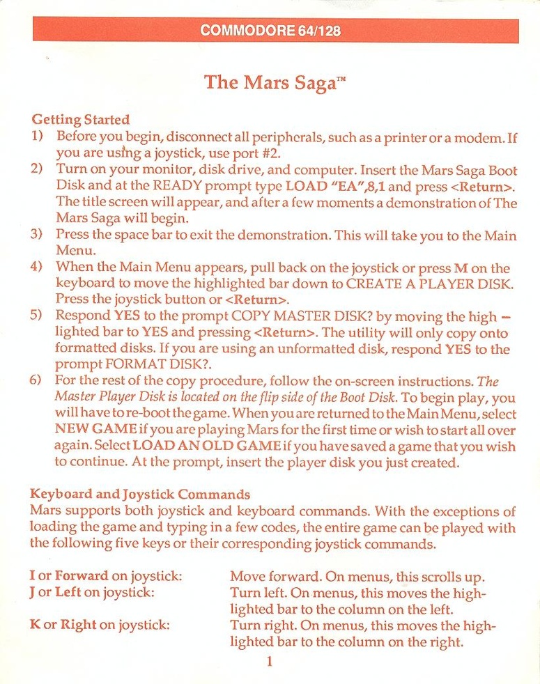Mars Saga getting started guide page 1