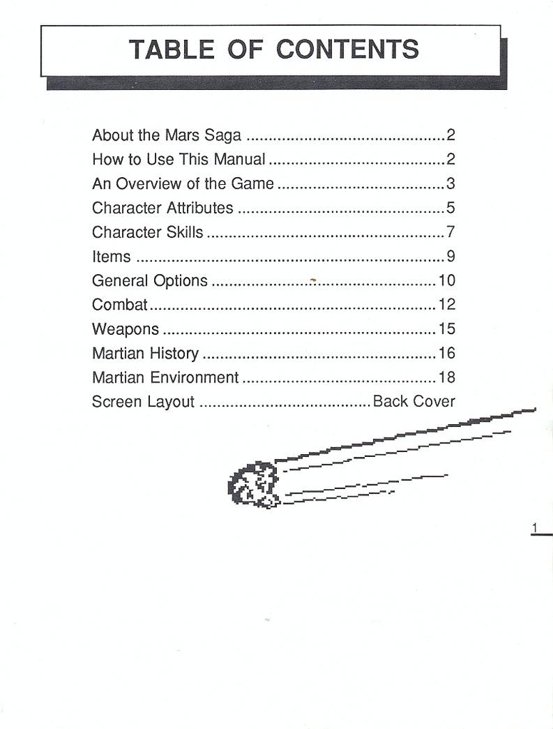 Mars Saga manual page 1