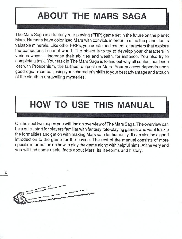 Mars Saga manual page 2