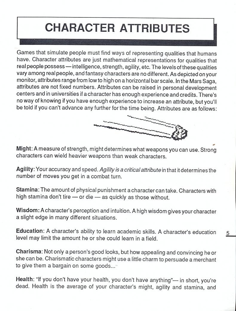 Mars Saga manual page 5