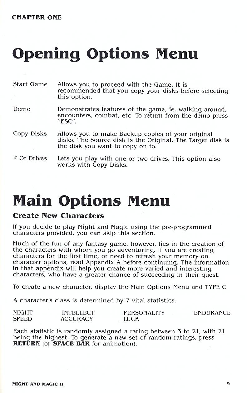 Might and Magic II manual page 9
