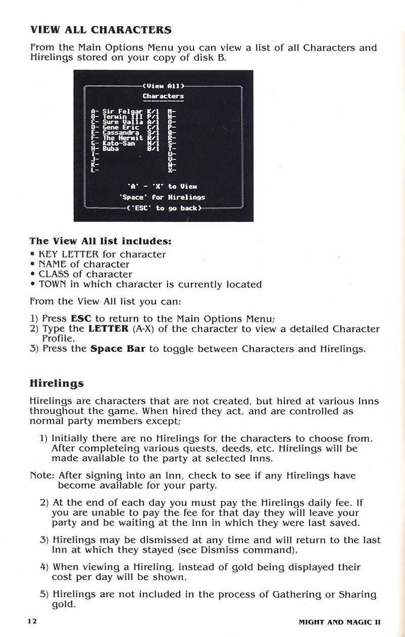 Might and Magic II manual page 12