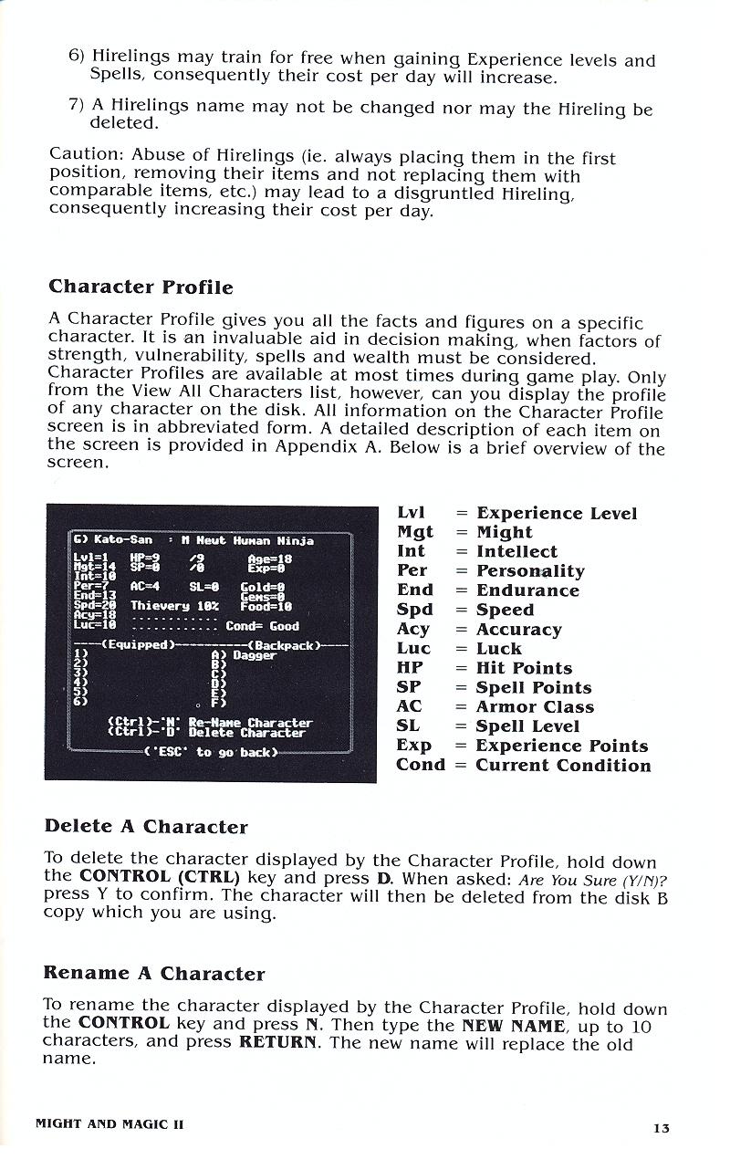 Might and Magic II manual page 13