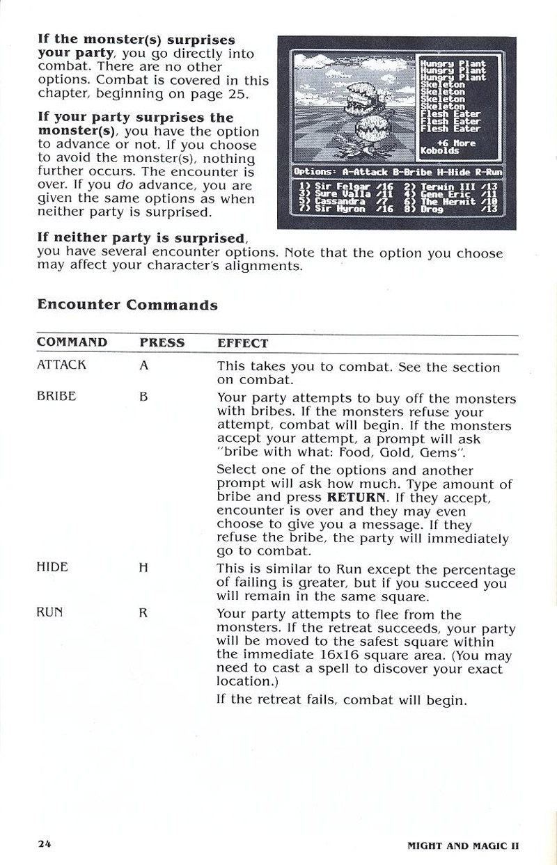 Might and Magic II manual page 24