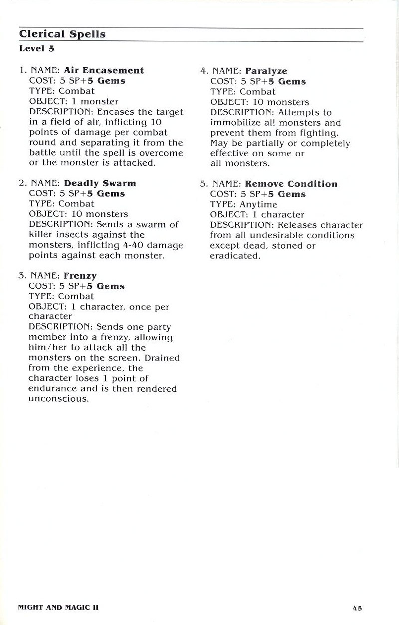Might and Magic II manual page 45