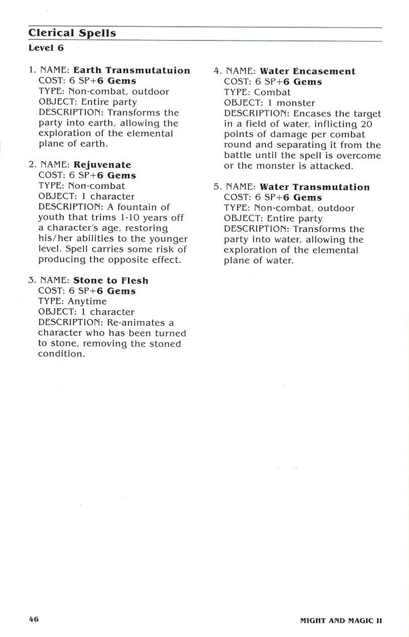 Might and Magic II manual page 46