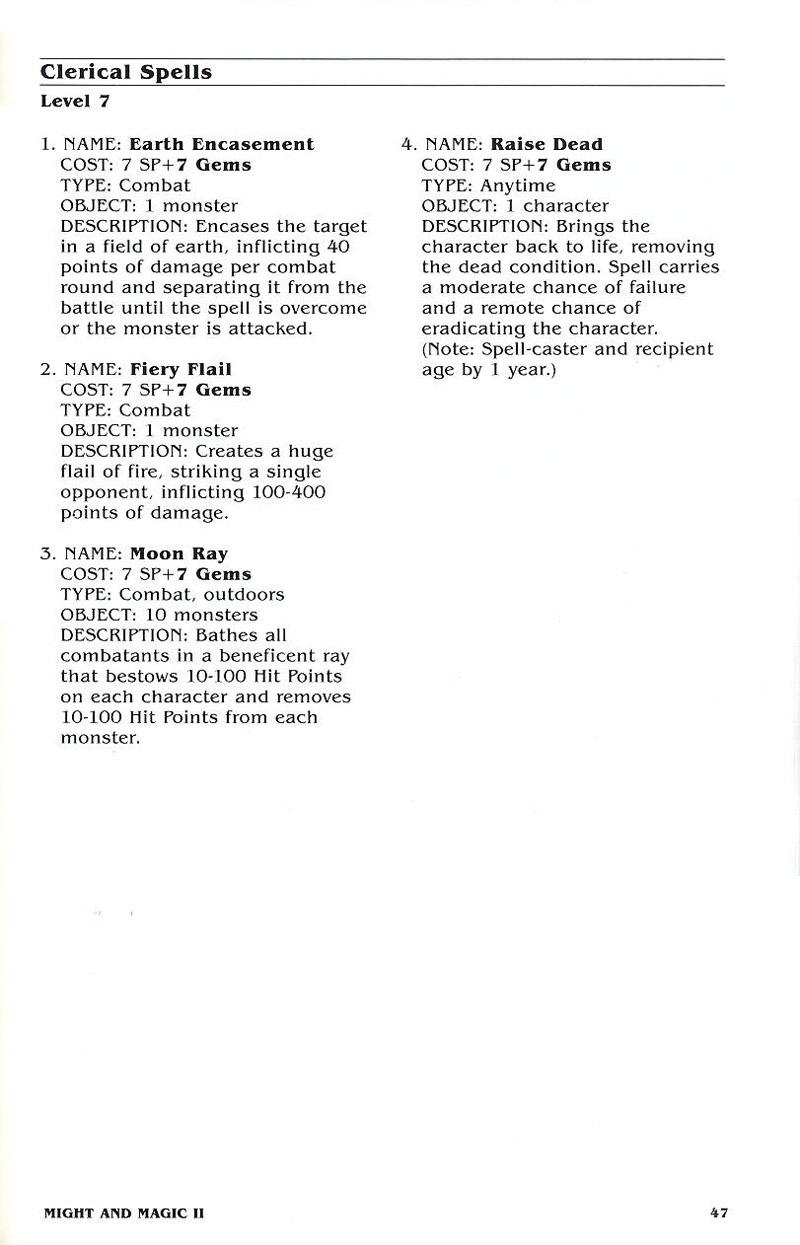 Might and Magic II manual page 47