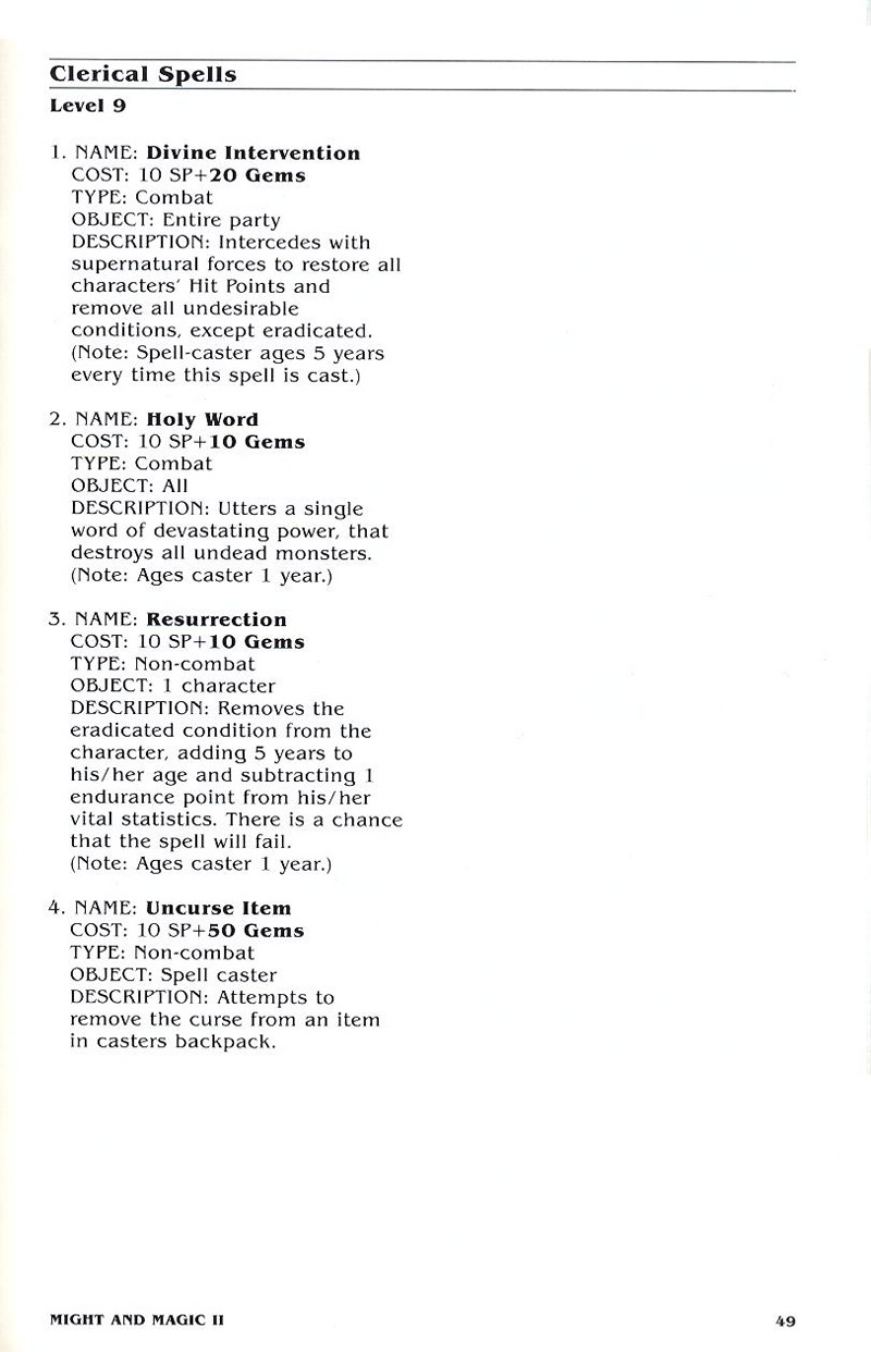 Might and Magic II manual page 49