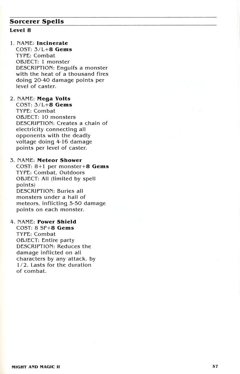 Might and Magic II manual page 57
