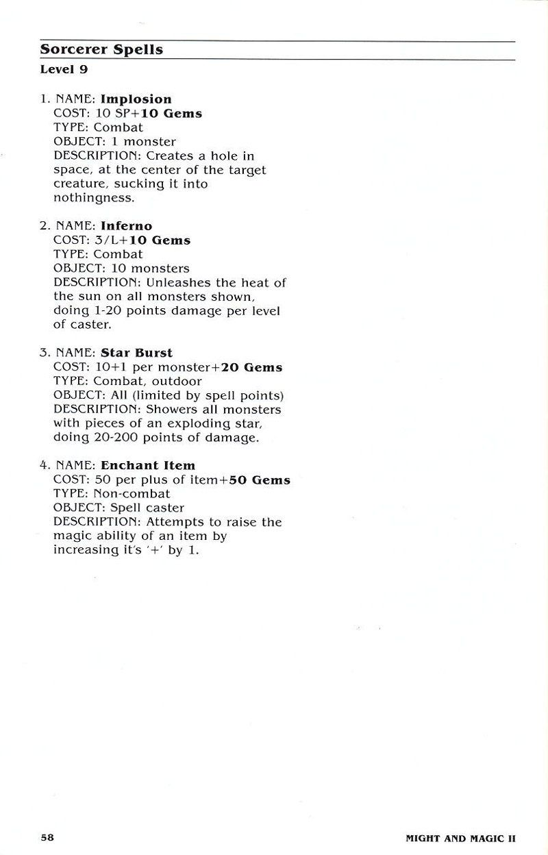 Might and Magic II manual page 58