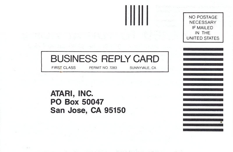 Ms. Pac-Man business reply card 1