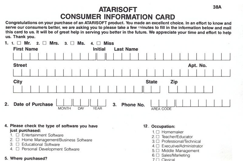 Ms. Pac-Man business reply card 5