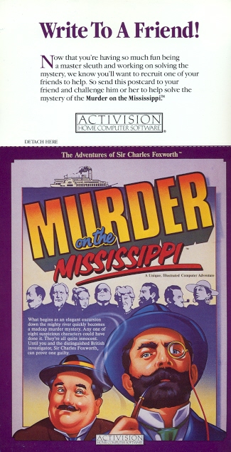 Murder on the Mississippi Activision postcard front