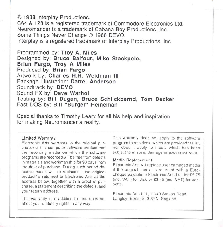 Neuromancer Inlay inside page 4