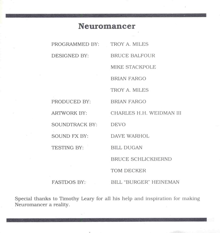 Neuromancer manual page i