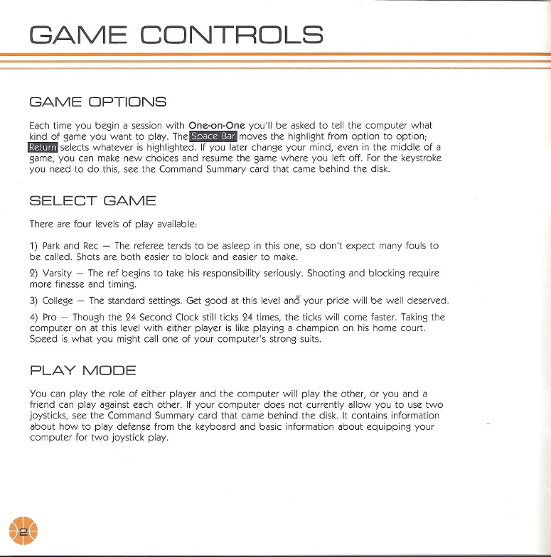 One on One: Julius Erving vs. Larry Bird manual page 2