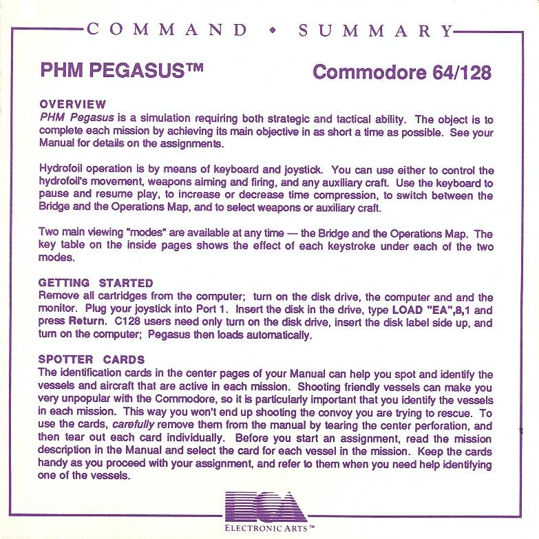 PHM Pegasus command summary card 1