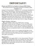 Pirates! format instructions