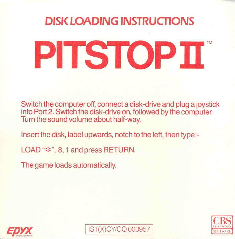 PITSTOP II Disk Loading Instructions 