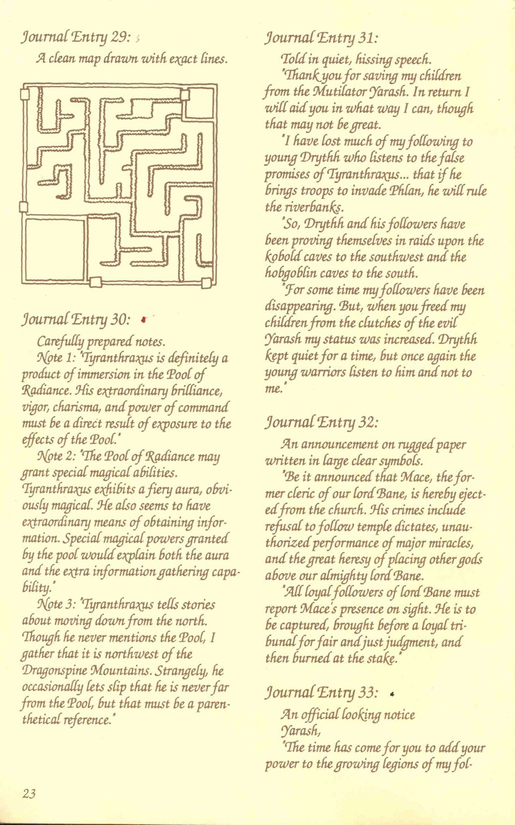 Pool of Radiance Adventurers Journal Page 23 