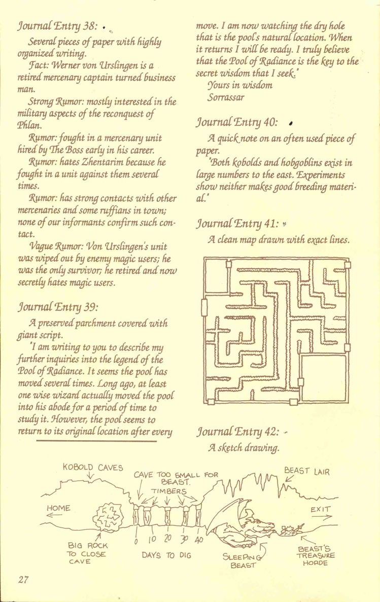 Pool of Radiance Adventurers Journal Page 27 