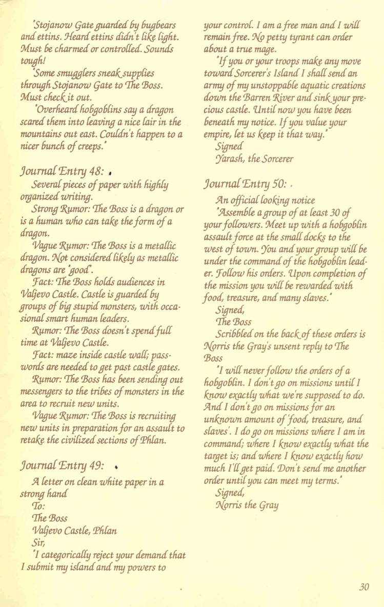 Pool of Radiance Adventurers Journal Page 30 