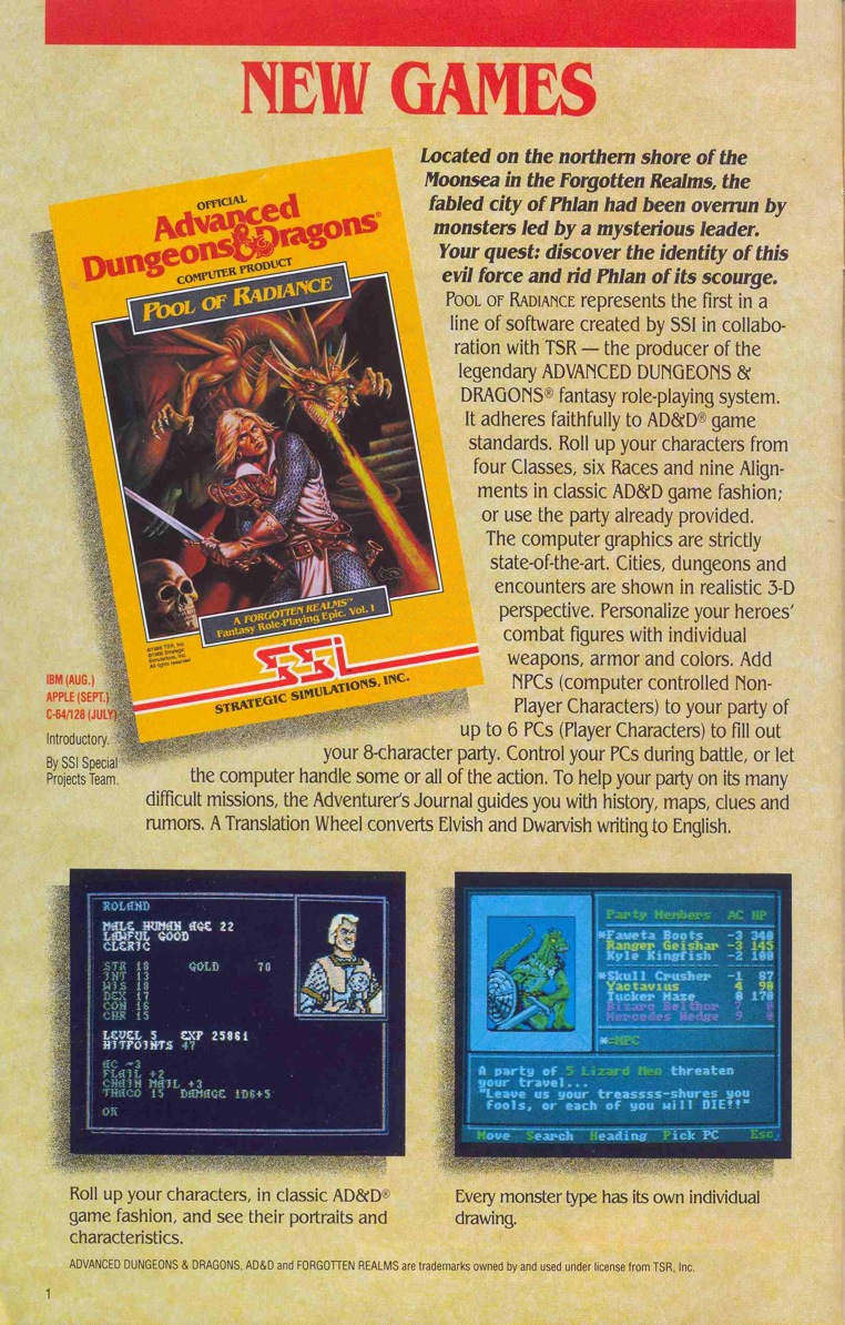 Pool of Radiance SSI 1988 Brochure 1 