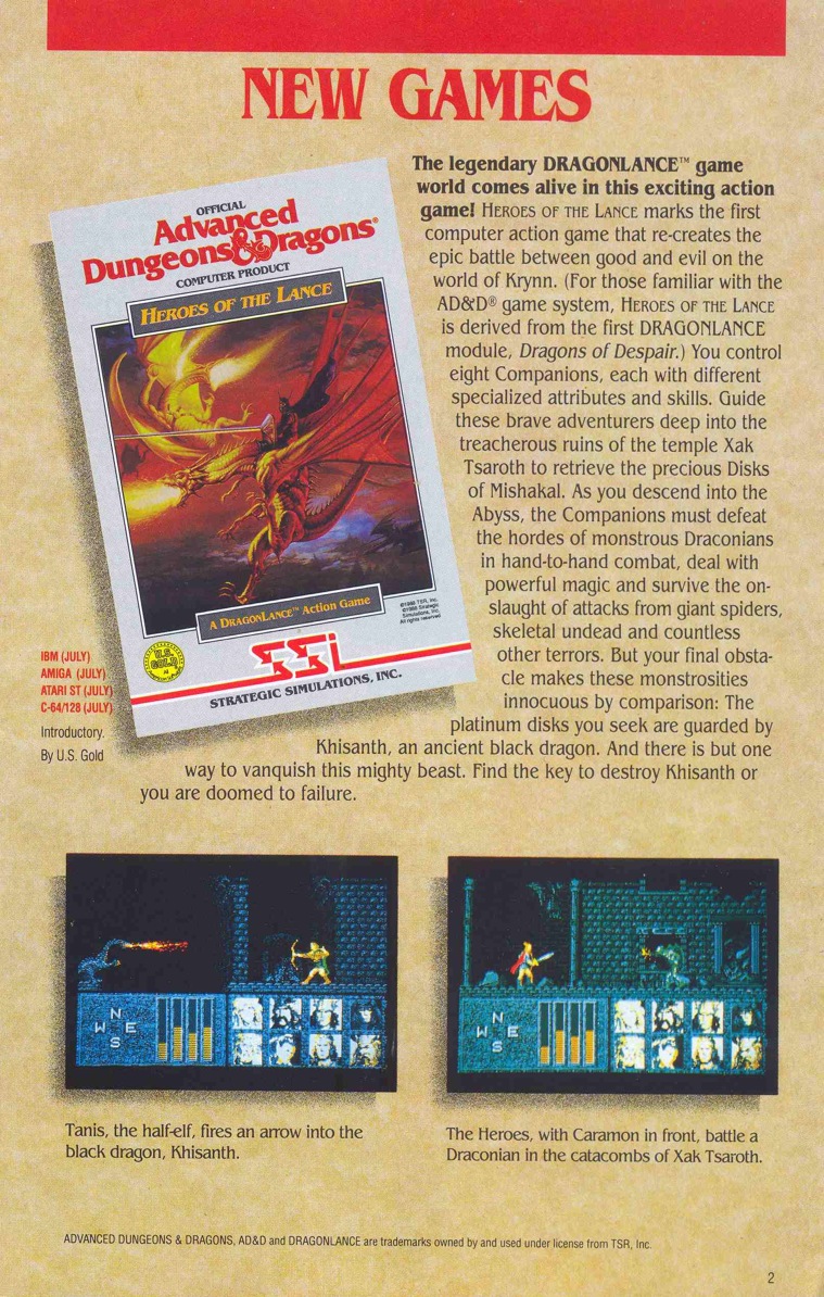 Pool of Radiance SSI 1988 Brochure 2 