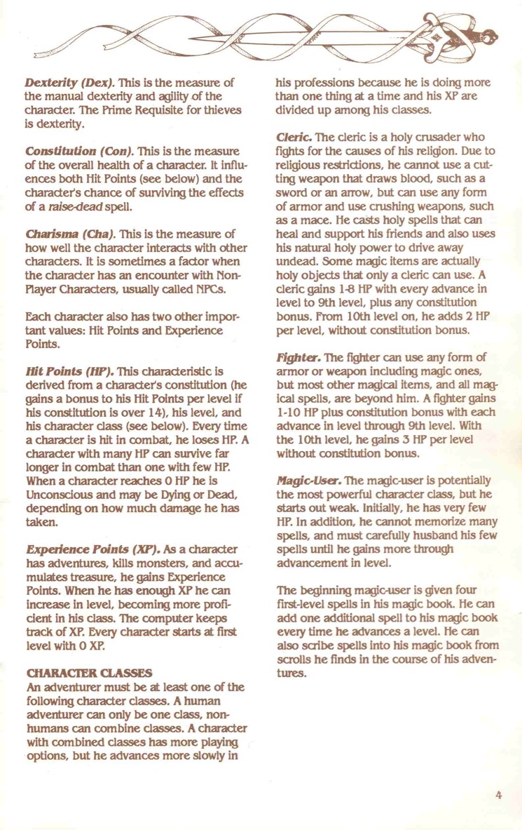 Pool of Radiance Manual Page 4