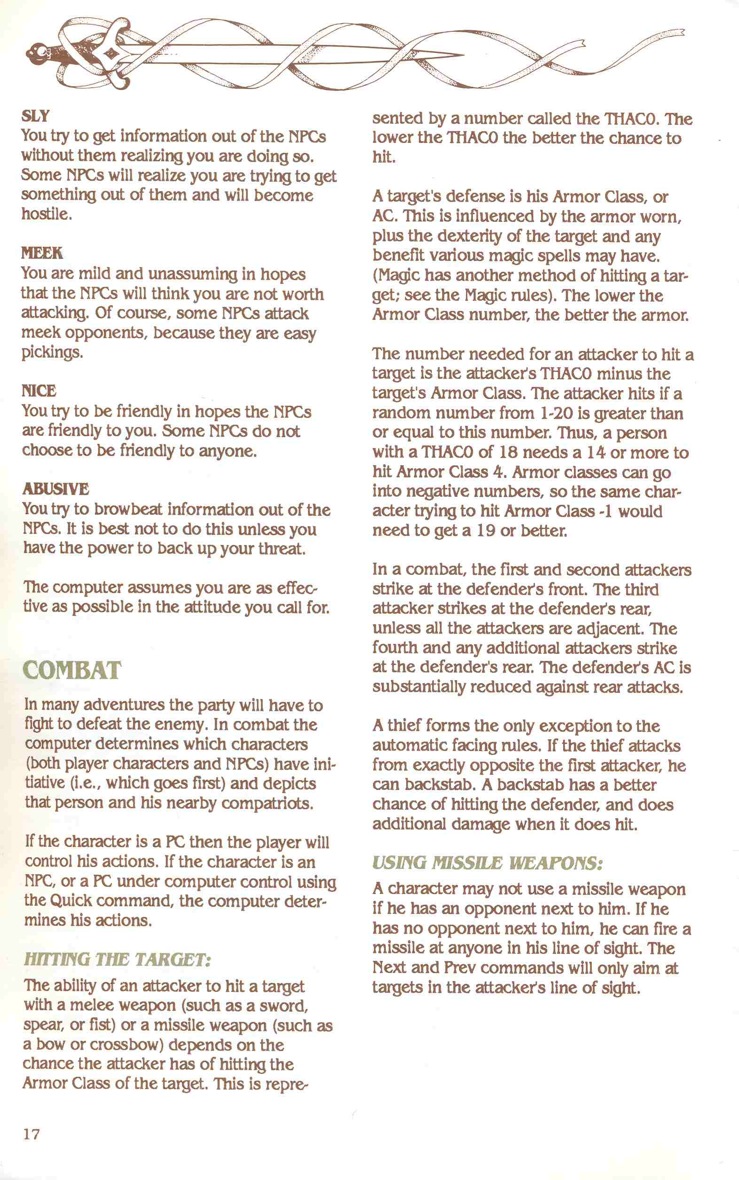 Pool of Radiance Manual Page 17 