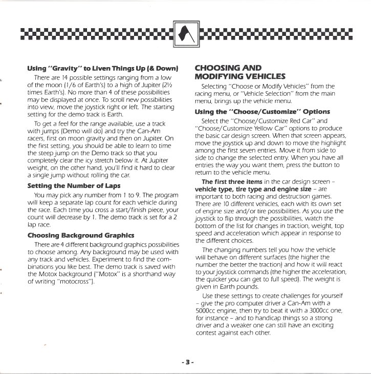 Racing Destruction Set Manual Page 3 