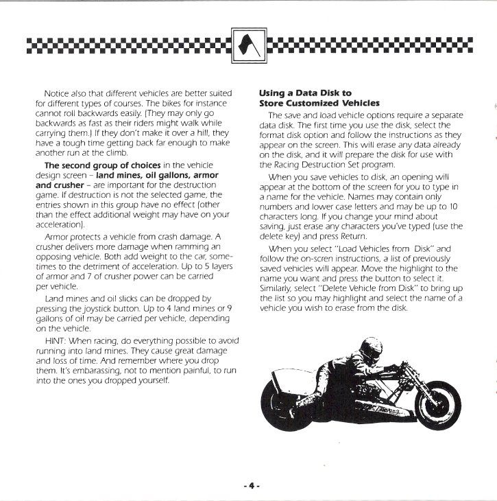 Racing Destruction Set Manual Page 4 
