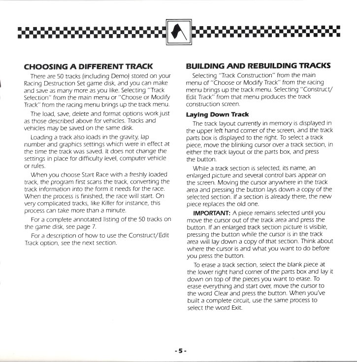 Racing Destruction Set Manual Page 5 