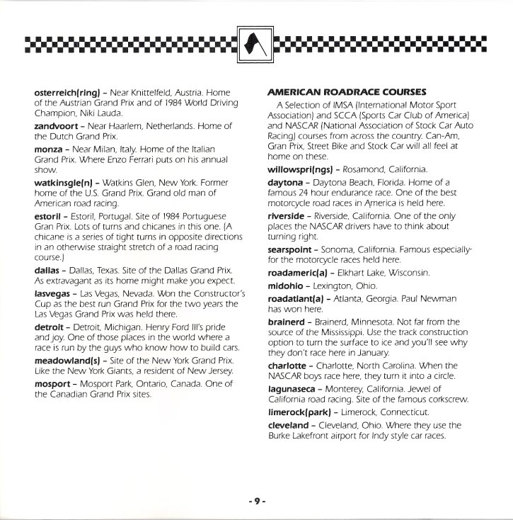 Racing Destruction Set Manual Page 9 