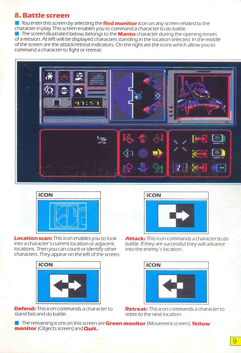 Shadowfire manual page 9