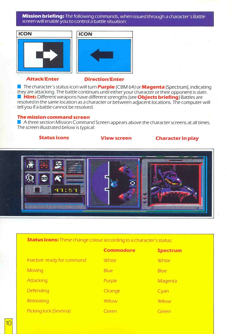 Shadowfire manual page 10