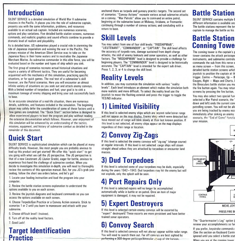 Silent Service Instructions 1 front top left