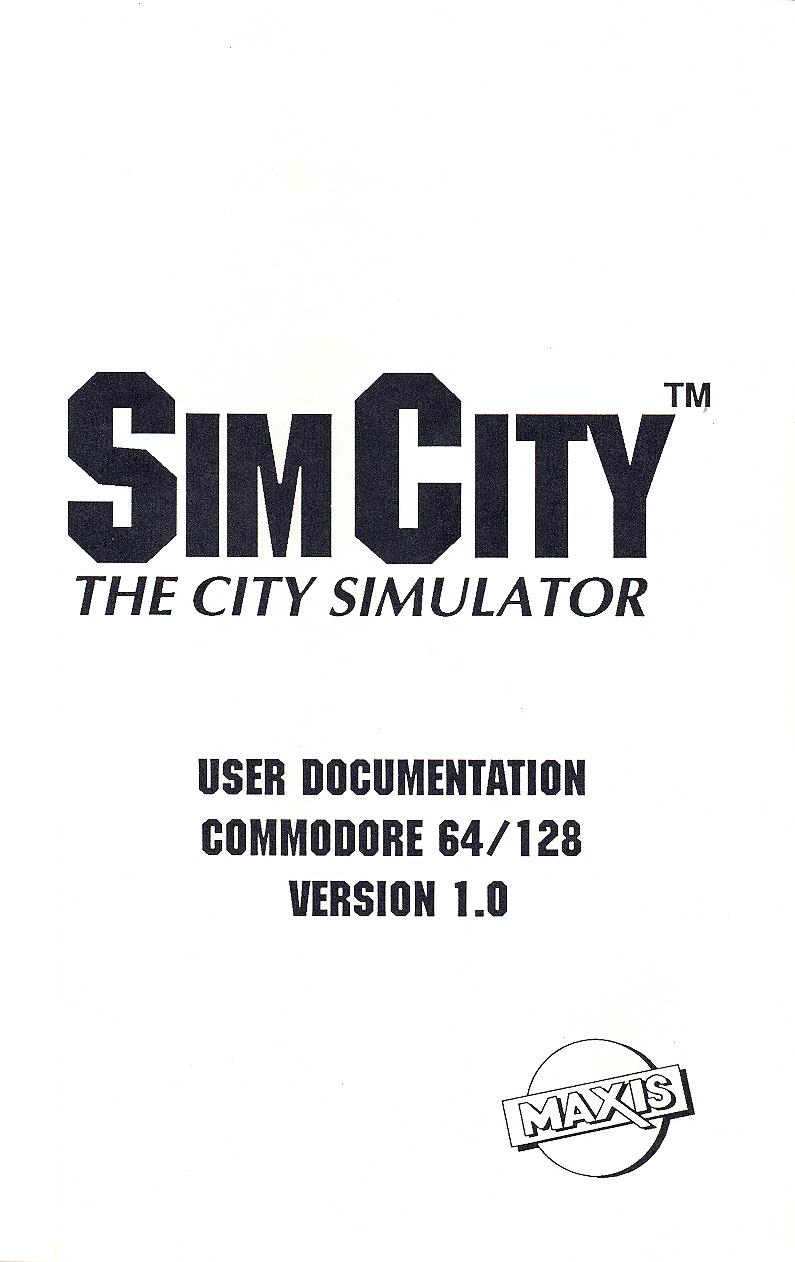 SimCity manual page 1