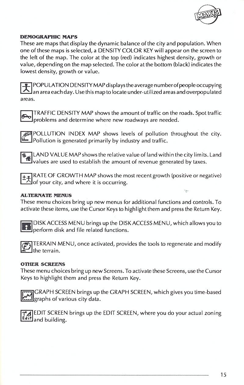 SimCity manual page 15