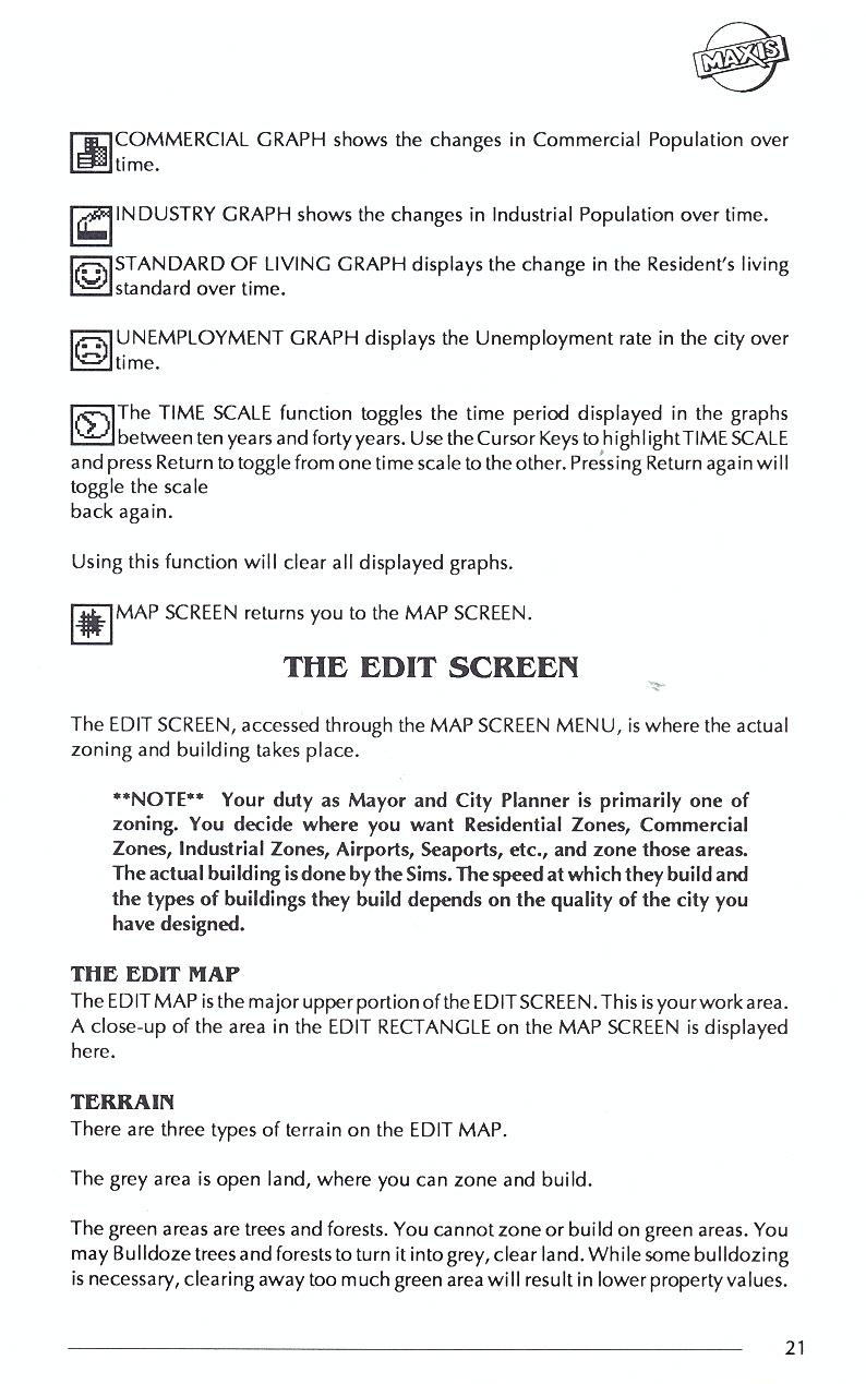 SimCity manual page 21