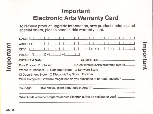 Skyfox Warranty Card Page 1 