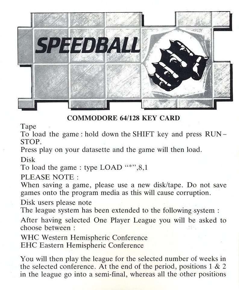 Speedball key card page 1