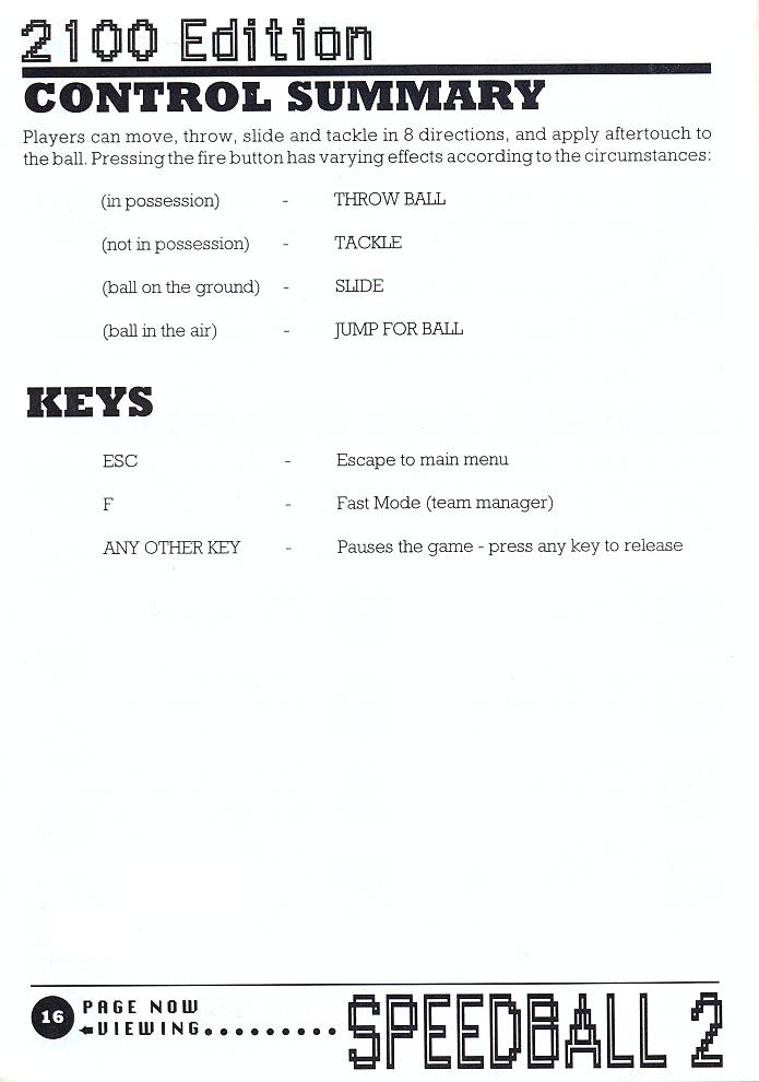 Speedball 2: Brutal Deluxe manual page 16