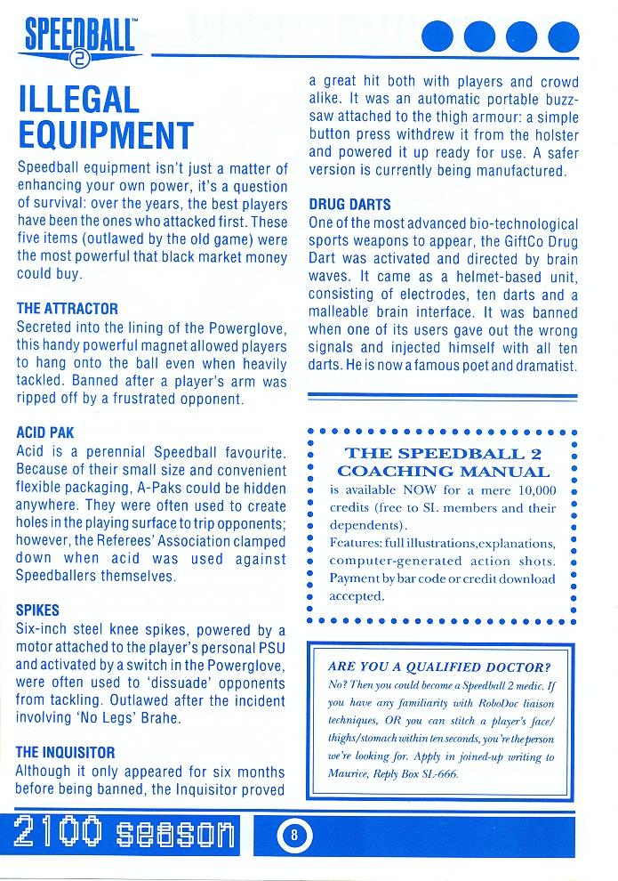 Speedball 2: Brutal Deluxe Souvenir Programme page 8