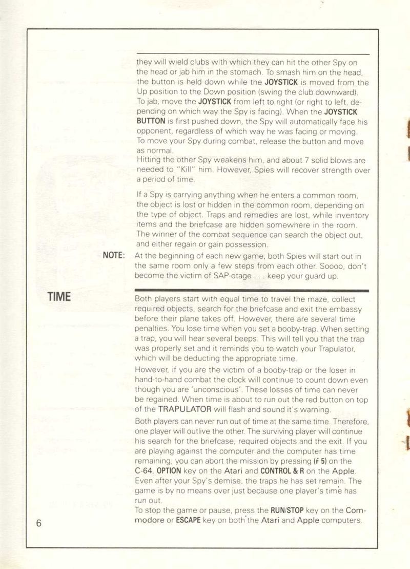 Spy vs. Spy manual page 6