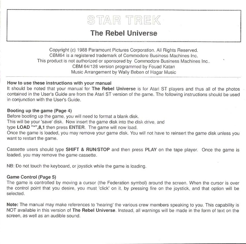 Star Trek, The Rebel Universe instructions page 1