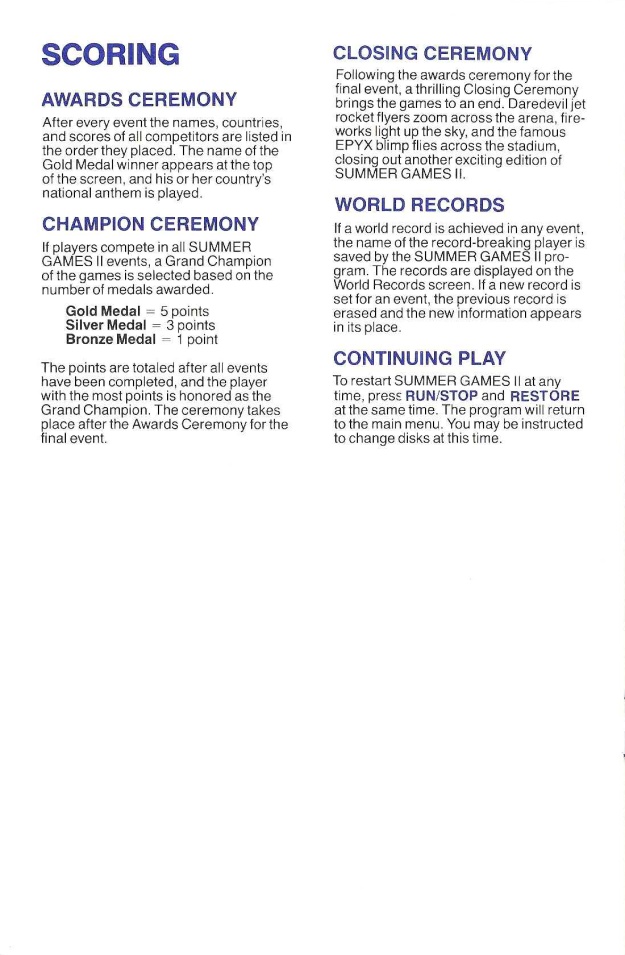 Summer Games II Manual Page 8 